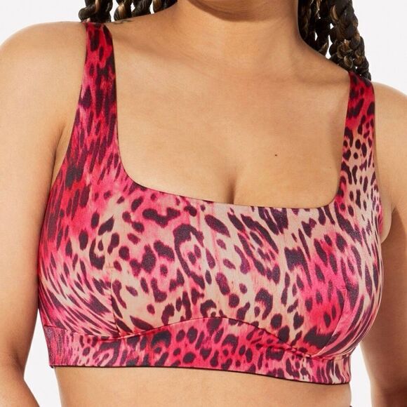NWT YITTY pink leopard Headliner Shaping Midi Bralette sports bra size XXL - Picture 9 of 10